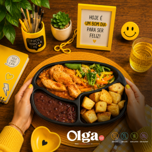 PEITO DE FRANGO, FEIJÃO VERMELHO, BATATA DOCE ASSADA E LEGUMES